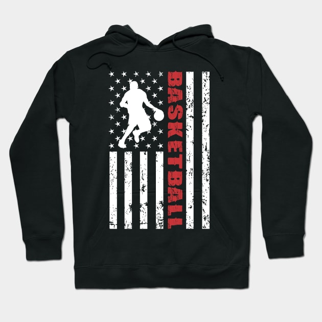 Basketball American Flag - US Sports Hoodie by Pannolinno